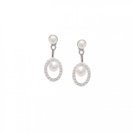 PENDIENTES LARGOS OVALADOS CON PERLAS