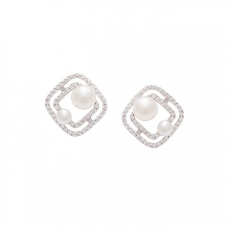 PENDIENTES CUADRADOS CON PERLAS