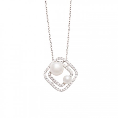 GARGANTILLA CUADRADA Y PERLAS