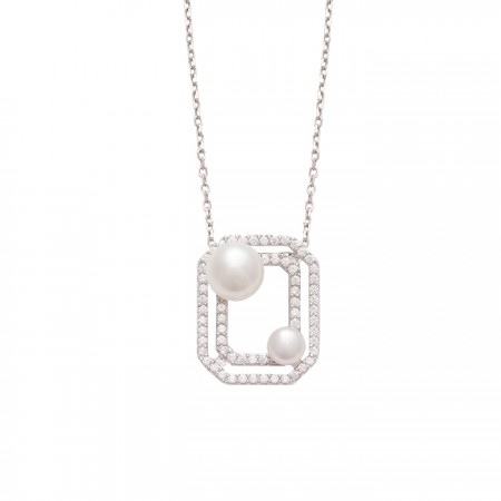 GARGANTILLA RECTANGULAR Y PERLAS