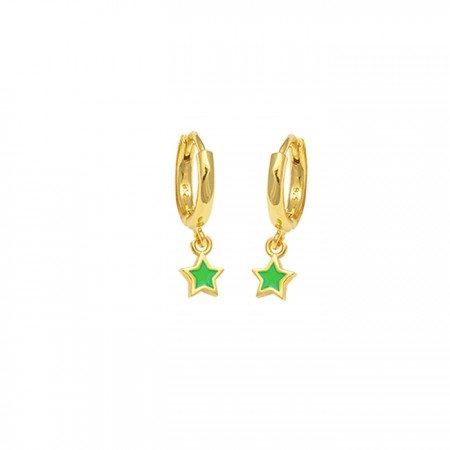 PENDIENTES DE ARO CON ESTRELLA VERDE