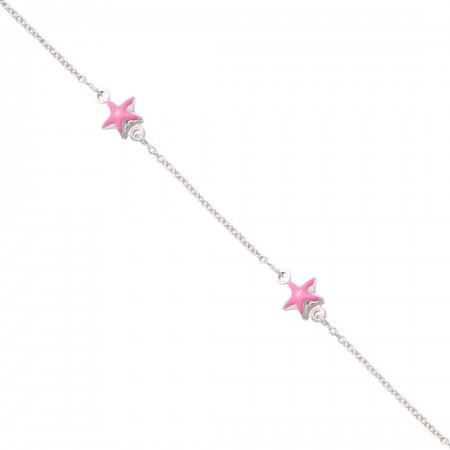 PULSERA EN PLATA CON ESTRELLAS ROSAS PULSERA EN PLATA CON ESTRELLAS ROSAS