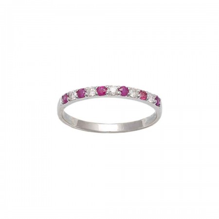 ANILLO EN ORO CON DIAMANTES Y RUBÍES