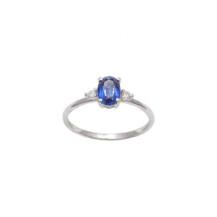 ANILLO EN ORO CON ZAFIRO Y DIAMANTES