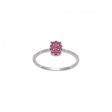 ANILLO EN ORO CON RUBÍ Y DIAMANTES