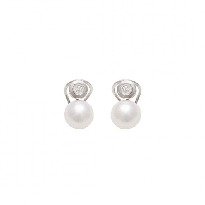 PENDIENTES CON DIAMANTE Y PERLA