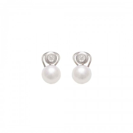 PENDIENTES CON DIAMANTE Y PERLA
