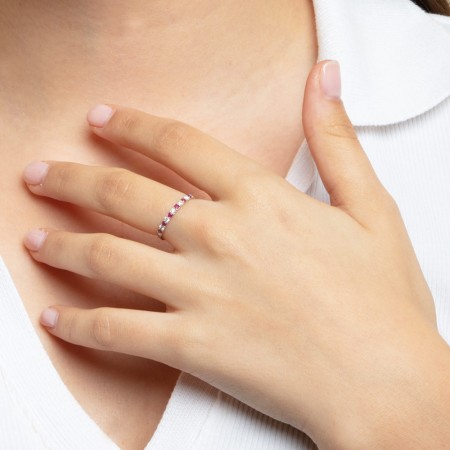 ANILLO EN ORO CON DIAMANTES Y RUBÍES