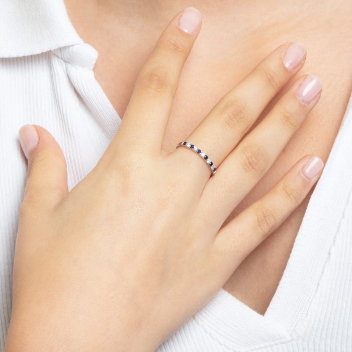 ANILLO EN ORO CON DIAMANTES Y ZAFIROS