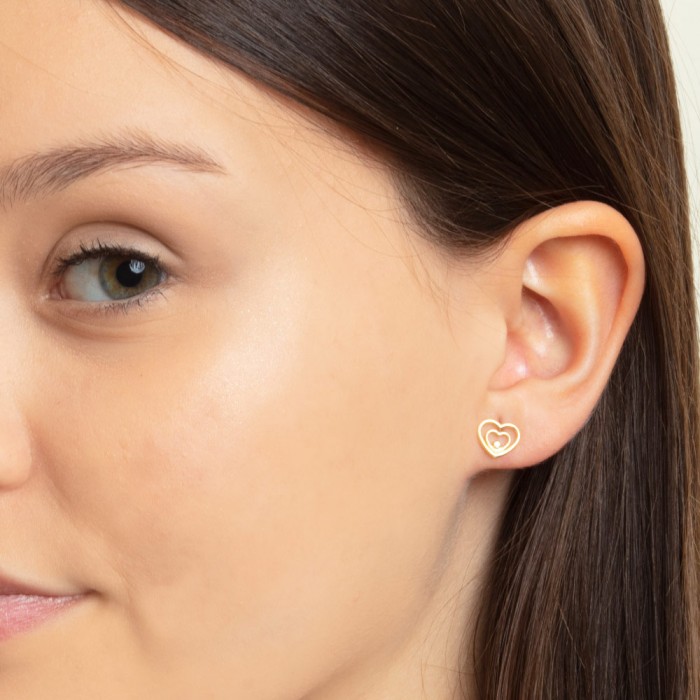 PENDIENTES DE CORAZONES CON DIAMANTE