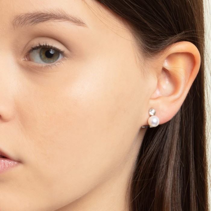 PENDIENTES CON DIAMANTE Y PERLA