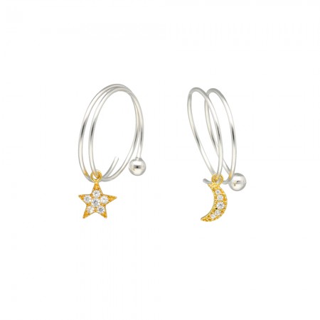 PENDIENTES ARO PLATA LUNA