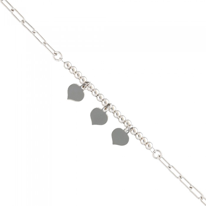 PULSERA EN PLATA 3 CORAZONES