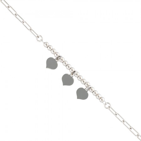 PULSERA EN PLATA 3 CORAZONES