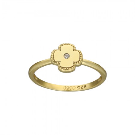 ANILLO PLATA DORADA FLOR