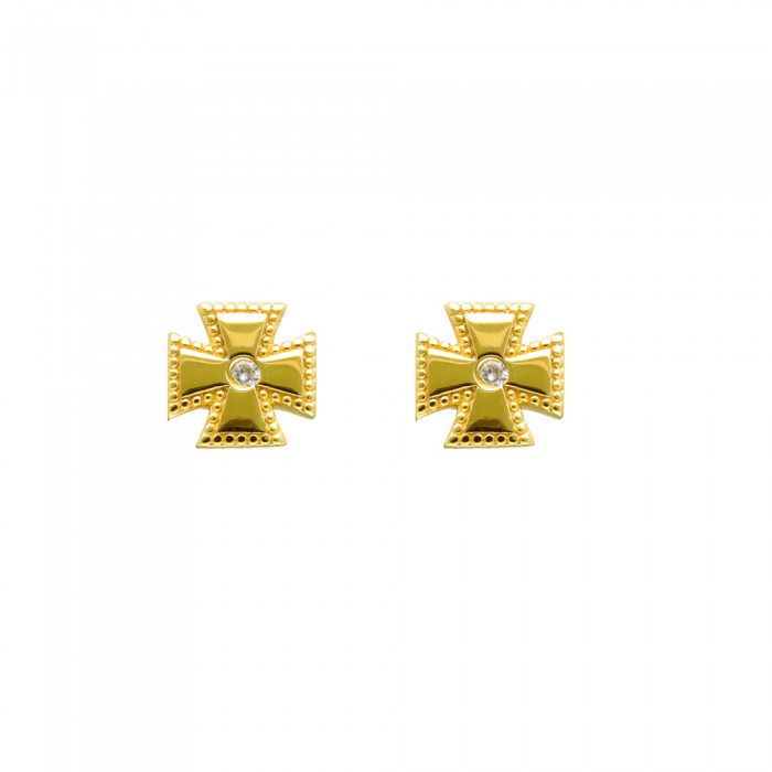 PENDIENTES PLATA DORADA CRUZ