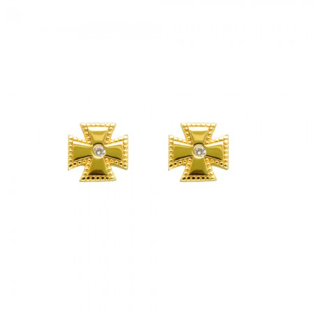 PENDIENTES PLATA DORADA CRUZ