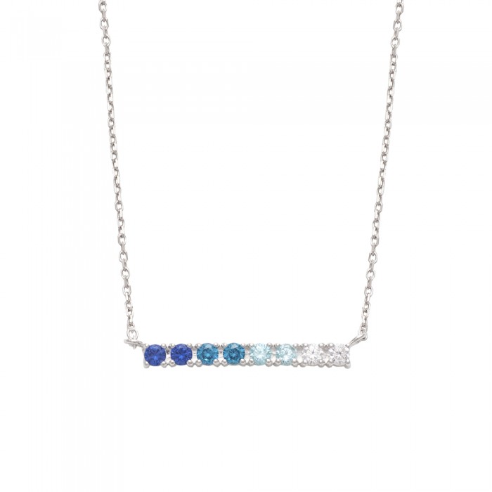 GARGANTILLA EN PLATA BARRA CON CIRCONITAS AZULES