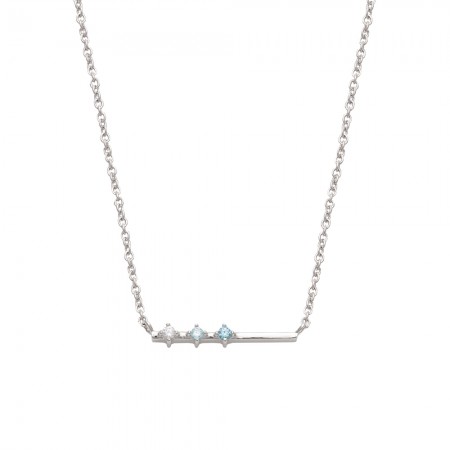 GARGANTILLA EN PLATA CON 3 CIRCONITAS AZULES