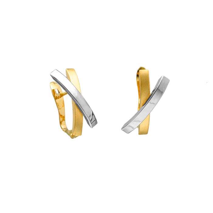 PENDIENTES ORO BICOLOR EQUIS