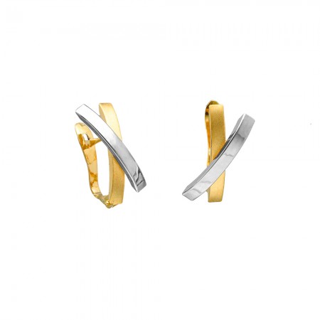 PENDIENTES ORO BICOLOR EQUIS