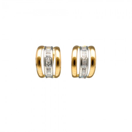 PENDIENTES EN ORO BICOLOR BANDAS