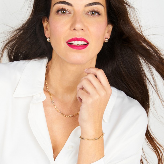 PULSERA EN ORO BICOLOR AROS