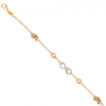 PULSERA EN ORO TRICOLOR AROS INFINITO