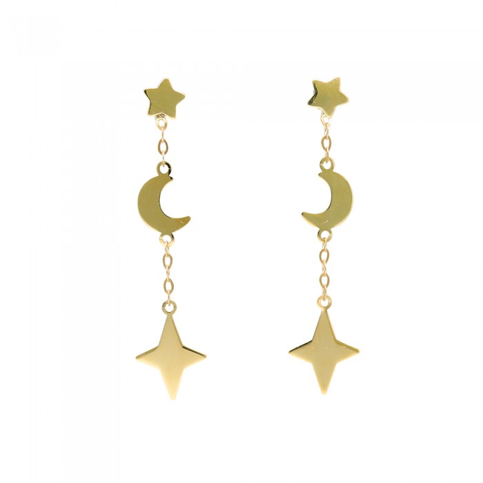 PENDIENTES ESTRELLAS Y LUNA LARGOS