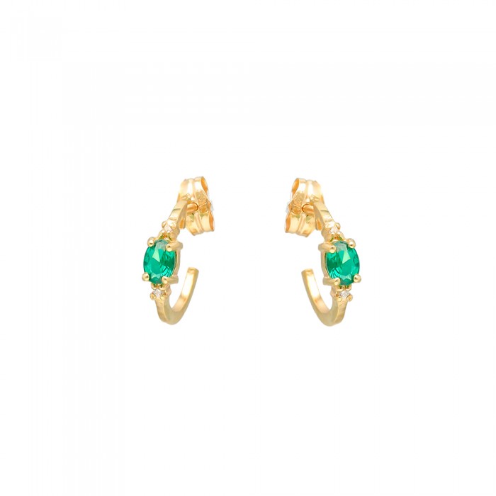 PENDIENTES ARO CIRCONITA VERDE