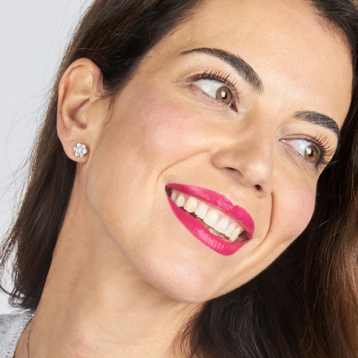 PENDIENTES EN ORO BLANCO Y DIAMANTES ROSETA