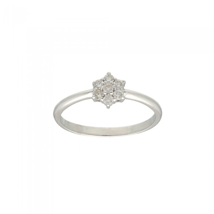 ANILLO EN ORO BLANCO DIAMANTES ROSETA