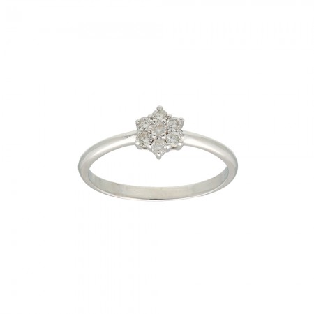 ANILLO EN ORO BLANCO DIAMANTES ROSETA