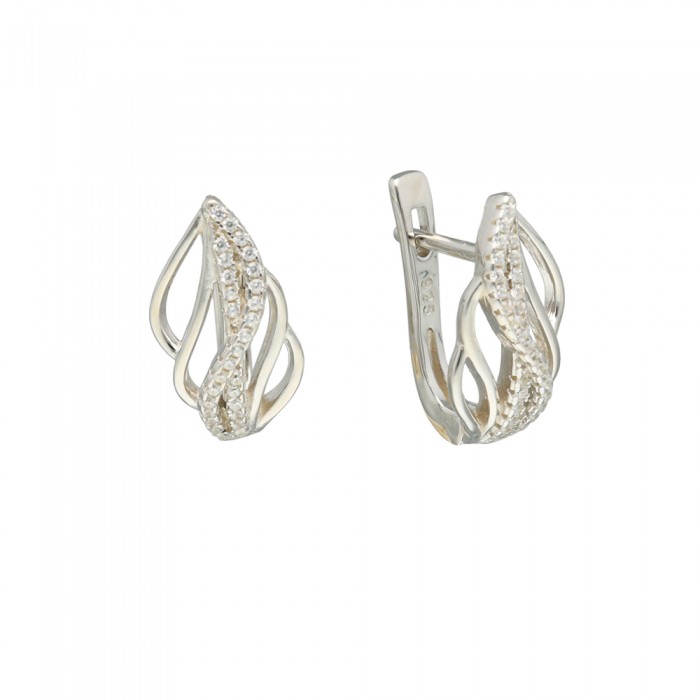 PENDIENTES EN PLATA CON CIRCONITAS ENTRELAZADAS