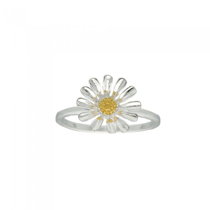 ANILLO EN PLATA FLOR CENTRO DORADO