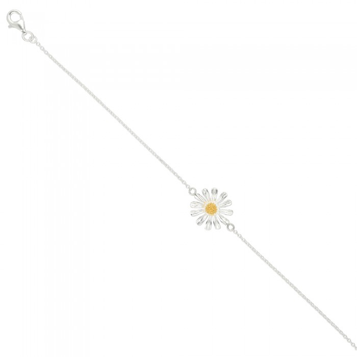 PULSERA EN PLATA FLOR CON CENTRO DORADO