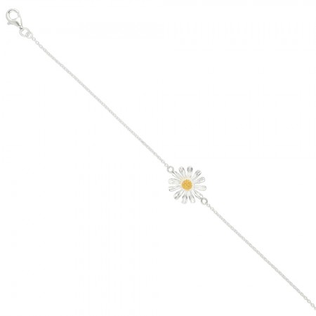 PULSERA EN PLATA FLOR CON CENTRO DORADO