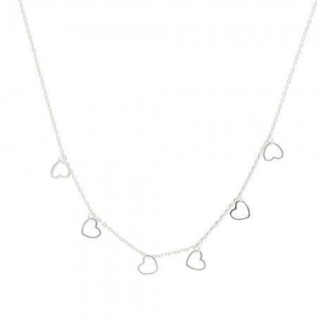 GARGANTILLA EN PLATA CORAZONES CALADOS