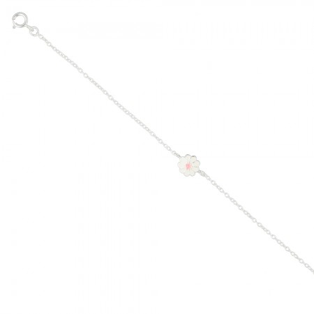 PULSERA INFANTIL EN PLATA FLOR BLANCA