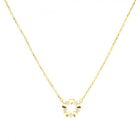 GARGANTILLA EN ORO CORAZONES Y CIRCONITAS
