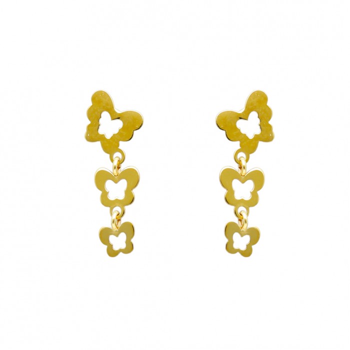 PENDIENTES EN ORO LARGOS CON MARIPOSAS