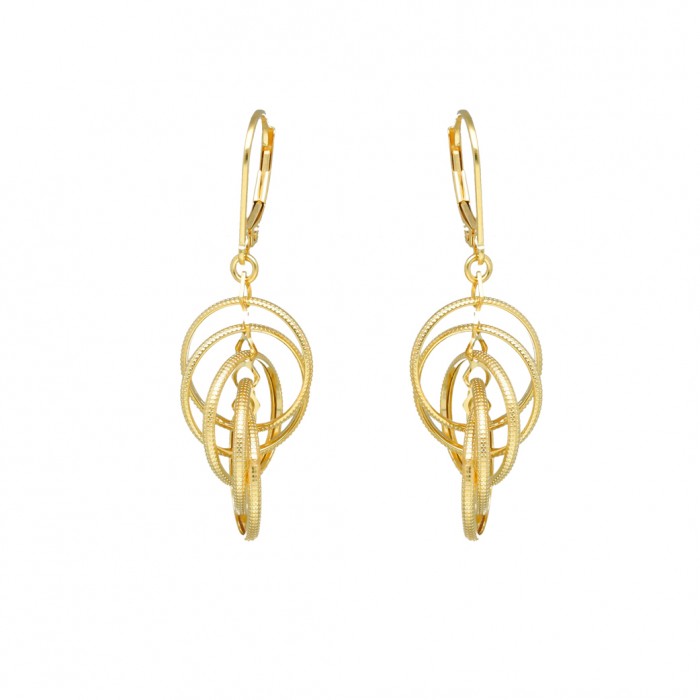 PENDIENTES EN ORO LARGOS CÍRCULOS ENTRELAZADOS