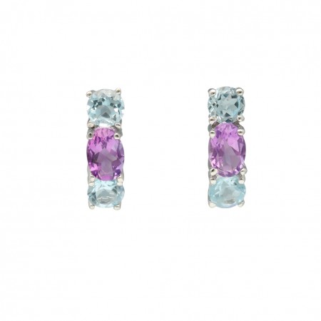 PENDIENTES EN ORO BLANCO CON CIRCONITAS DE COLOR