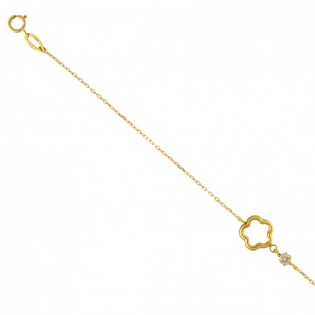 PULSERA EN ORO FLOR CON CIRCONITA