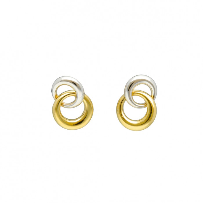 PENDIENTES EN ORO BICOLOR CON CÍRCULOS
