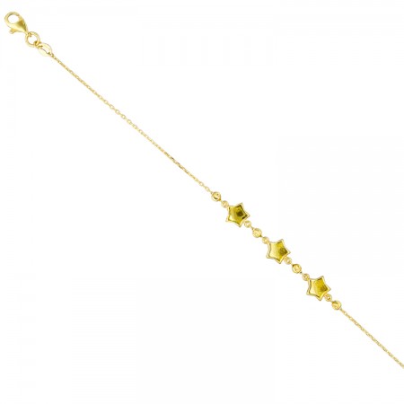PULSERA EN ORO CON ESTRELLAS Y BOLITAS