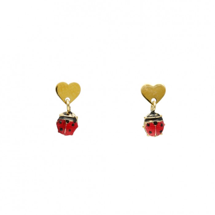 PENDIENTES INFANTILES CORAZÓN Y MARIQUITA