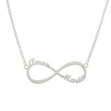 GARGANTILLA EN PLATA INFINITO CON NOMBRES GARGANTILLA EN PLATA INFINITO CON NOMBRES
