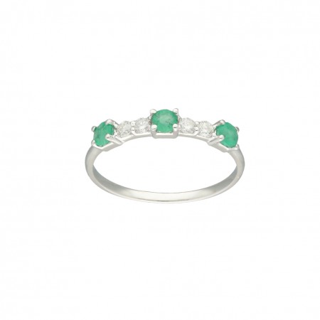 ANILLO EN ORO CON ESMERALDAS Y DIAMANTES