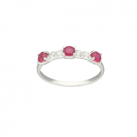 ANILLO EN ORO CON RUBÍES Y DIAMANTES
